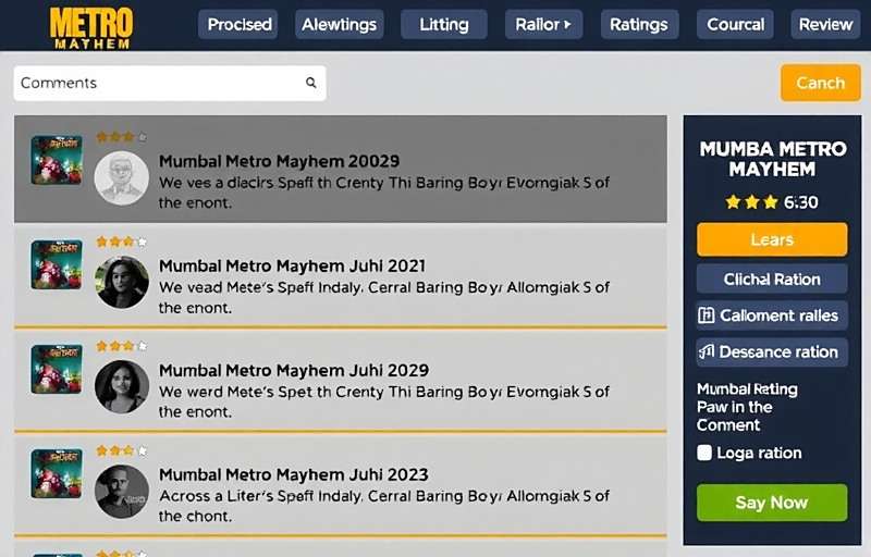 Mumbai Metro Mayhem Player Reviews Mumbai Metro Mayhem review interface showing player ratings and comments from across India