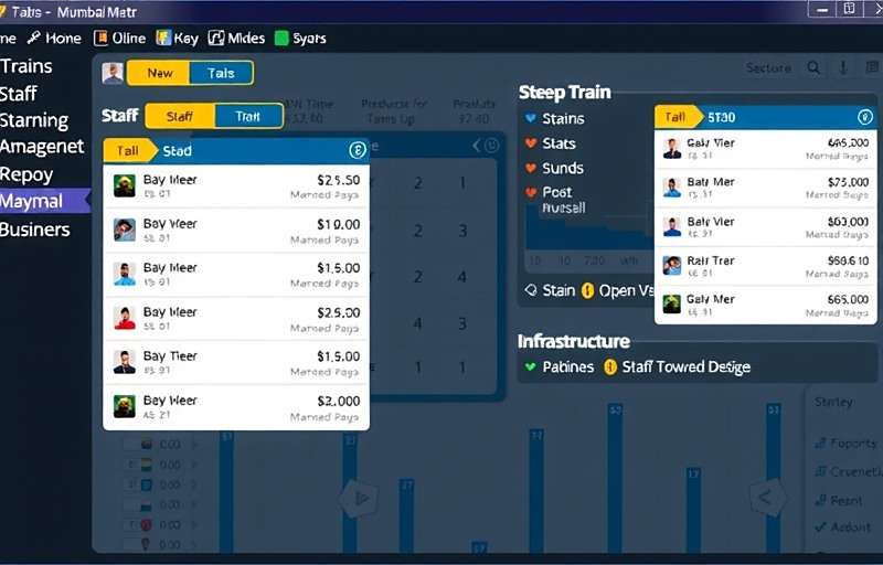 Mumbai Metro Mayhem Resource Management Mumbai Metro Mayhem resource management screen showing players allocating budget to trains, staff, and infrastructure